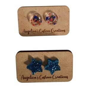 Patriotic Star Acrylic Stud Earrings – 2-Pack